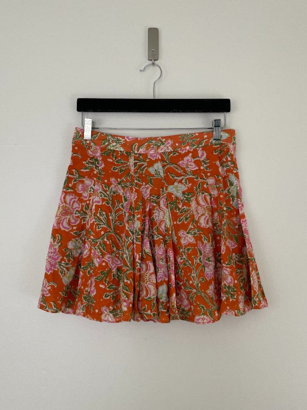 Free People End Of The Island Godet Skirt in Orange Multi Size 8